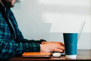 sitting at desk
