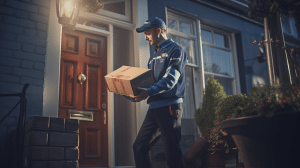 last mile courier delivering parcel